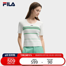 FILA 斐乐官方杨幂同款女士编织衫2025夏季时尚休闲修身条纹毛织上衣