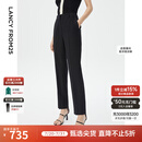 朗姿黑色气质高腰直筒修身职业西装裤夏季新款工作正装裤子 黑色4 L