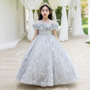 泽木檀超仙绝美儿童礼服花童婚礼女孩生日公主裙主持人钢琴演出学生毕业 银色礼服 150 cm