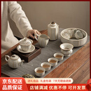 QWC轻奢品牌汝窑茶具套装盖碗茶壶功夫茶具陶瓷茶壶茶具套装茶杯 汝窑七方莲开15入叶黄