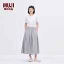 无印良品（MUJI）IDEE 女式 平纹 宽版裤 裤子女款休闲裤女装裙裤 阔腿裤 夏季 烟熏绿色 均码