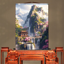 暗堂口山水画仙家堂单风景画东北佛堂亭子墙贴壁纸挂画中国风 暗堂山水B 宽100高135厘米