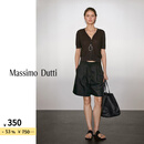 Massimo Dutti折扣升级2025女装简约轻薄纯亚麻短袖针织开襟衫05648567 巧克力色 S (CN 170/88A)