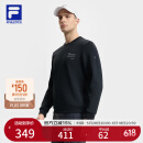 FILA 斐暖科技|斐乐官方男子套头卫衣2025春新款健身运动针织长袖上衣 深黑-BK L （175/96A/L）