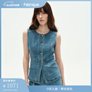 Fabrique莱赛尔棉修身圆领无袖牛仔马甲2025春季新品 蓝色 M