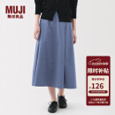 无印良品（MUJI）女式 易干 平纹 宽摆裙 长半身裙女裙子女装 25年夏季 BE1VAC5S 烟熏蓝色 S (155/62A)
