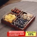 格娜斯 玻璃水果盘客厅复古轻奢创意零食分格干果盘北欧ins点心糖果盘