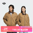 adidas情侣款经典宽松运动保暖翻领棉服外套阿迪达斯官方三叶草 沙漠棕/金 L