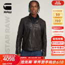 G-STAR RAW25年春季新品男士皮衣外套美式机车全粒羊皮柔软舒适夹克D26109 黑色 L