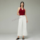 GUYN高端白色牛仔阔腿裤春秋2025秋款高腰宽松垂感九分大直筒女裤 白色 25