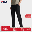 FILA 斐乐官方男装针织长裤2025夏季新款时尚简约基础休闲直口裤子男 正黑色-BK XL 180/88A/XL