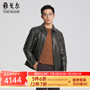 雅戈尔（YOUNGOR）皮衣男士秋冬中青年内胆保暖皮衣山羊皮柔软舒适商场同款 黑色YPCB415482AFA 2XL 185/104A