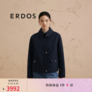 ERDOS 翻领格纹商务通勤短款女棉服外套 藏蓝 170/88A/L