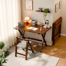 家逸实木折叠书桌学生家用电脑桌学习桌书房办公桌子胡桃色100cm