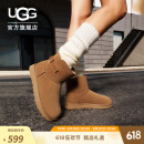 UGG秋季新款男女同款舒适平底经典搭扣款迷你短靴雪地靴 1166776 CHE | 栗色 38