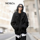 MO&Co.毛呢外套厚实含绵羊毛花呢厚实廓形可拆毛领腰带boxyfit