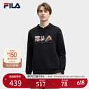 FILA 易烊千玺同款|斐乐官方男子连帽卫衣2025春新款时尚针织长袖上衣 正黑色-BK L （175/96A/L）