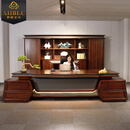 栖衡老板桌办公桌椅组合新中式复古风现代轻奢全实木高端总裁桌大班台 【天然黑檀乌金木】3.2米老板桌