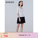 ERDOS 春夏波浪边设计V领半袖女桑蚕丝抽条针织衫 白 L 165/88A