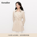 珂莱蒂尔【盈动绽放】2025春季通勤气质淑女双排扣风衣外套上衣女 淡黄 M