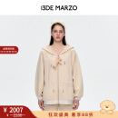13DE MARZO女士 25春夏新款Logo织带运动拉链外套插肩袖连帽卫衣 杏色 S