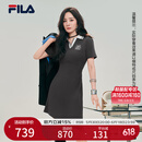 FILA 杨幂同款连衣裙|斐乐官方女装2025夏季新款时尚凉感针织连衣裙 星舰灰-GY M 165/84A/M