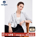 Navigare意大利小帆船女中袖西服休闲单西通勤西装外套2311805501 灰 M 
