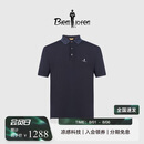 比音勒芬【清泉纱】春夏男士菱形格老花拼接翻领短袖针织polo衫