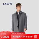 蓝豹（LAMPO）【花纱人字纹】羊毛羊驼毛灰色毛呢大衣男中长款翻领商务正装外套 灰色 L (48)