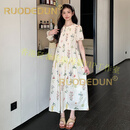 洛德顿 RUODEDUN孕妇连衣裙法式感长裙新款小个子短袖气质时尚碎花连衣裙 图片色 M