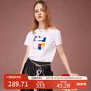 FILA 斐乐女装官方女士短袖T恤夏季休闲运动内搭t恤运动上衣 标准白-F11W118151F M （165/84A/M）