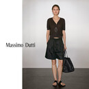 Massimo Dutti折扣升级2025女装简约轻薄纯亚麻短袖针织开襟衫05648567 巧克力色 S (CN 170/88A)