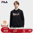 FILA 易烊千玺同款|斐乐官方男子连帽卫衣2025春新款时尚针织长袖上衣 正黑色-BK L （175/96A/L）