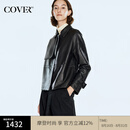COVERINS秋季绵羊皮复古夹克皮衣外套 黑色 L