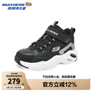 Skechers斯凯奇儿童秋冬保暖靴子男童魔术贴休闲运动防滑棉鞋405266L 黑色/银色/BKSL 35