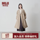 无印良品（MUJI）女式 不易沾水 双排扣大衣 风衣外套女中长款秋季 米色 S 155/80A