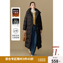 独束大码女装休闲宽松长款泡芙羽绒服2024冬季新款简约时尚外套 玄墨黑 M (尺码：1)