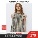 UR2025夏季新款女装波嬉风撞色格纹超宽松罩衫衬衫UYU250031 黑色格子 S (XS-S)