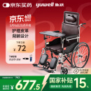 鱼跃(yuwell)护理型轮椅车H059B老人半躺型带坐便器椅餐板钢管可折叠