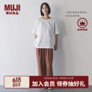无印良品（MUJI）女式 汉麻 棉 短袖罩衫 t恤上衣打底衫女款女装内搭夏季BC2LEC5S 白色 M (160/84A)