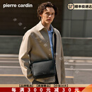 PIERRE CARDIN【高端奢品】2025新款男士单肩包真皮商务休闲简约牛皮斜挎包男 黑色