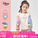 迪士尼（DISNEY）儿童女童卫衣圆领长袖宽松中大童运动上衣25春DB311AA04米白130