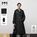 麦檬【反季特惠】MM冬简约时尚收腰轻盈长款翻领棉服女5EA280931 黑色 S