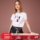 FILA 斐乐女装官方女士短袖T恤夏季休闲运动内搭t恤运动上衣 标准白-F11W118151F M （165/84A/M）