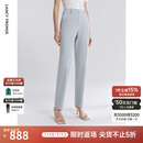 朗姿2025年夏季新款正装裤高级感直筒西装裤职业长裤白色裤子西裤 水蓝色 L
