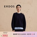 ERDOS 圆领精纺四平空转套衫宽松老钱风保暖加厚女羊绒 藏蓝 165/84A/M