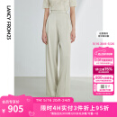 朗姿【三醋酸Basic衣橱】王楚然同款复古阔腿裤夏新款休闲裤 香槟米色 M