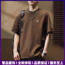 EhangyTRSV品牌短袖男高端300g重磅高密刺绣T恤男半袖宽松夏季休闲圆领 咖啡 M