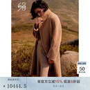 鄂尔多斯1980秋冬羊毛羊绒纯色女中长款大衣保暖舒适 卡其色 M 160/84A
