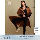 鄂尔多斯1980秋冬女复古风衣宽松保暖舒适女棉服 深驼色 M 160/84A